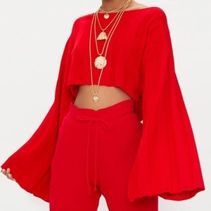 Red Wide Sleeve Sweater